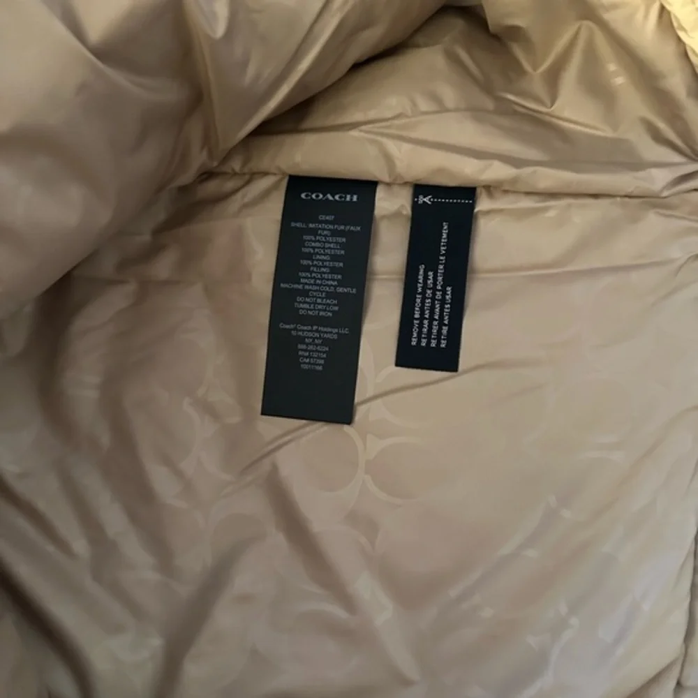 NWT COACH Sherpa Jacket Stand-Up Collar‎ Pull Over In Recycled Polyester Cream